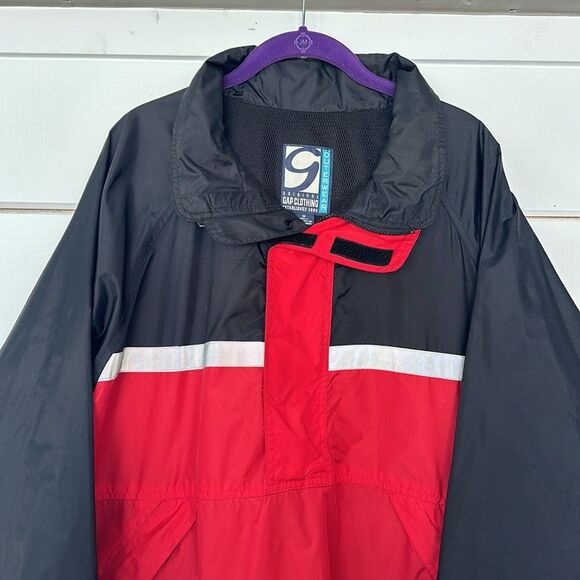 Vintage GAP Windbreaker Jacket Red Black Pullover Anorak Half Zip Men XL 90's - Picture 2 of 16